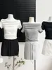 Robes de travail d'été deux pièces ensembles pour femmes plissées à manches courtes T-shirt moulante drapée jupe sirène tenues 2023 tissu de mode