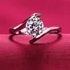 S925 Gümüş Düğün Anel Yüzüğü 18K Gerçek Beyaz Altın Kaplama CZ Diamond 4 Prong Nişan Düğün Yüzüğü Kadınlar233R