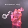 Design exclusivo bonito gato vidro bong narguilé óleo Dab Rig espessura Ash Catcher Bongs 14mm Recycler Bubbler Pipe Shisha com tubos de queimador de óleo de vidro masculino 1pcs