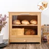 Bamboo Bread Box Storage Box Bins With Cutting Board Double Layers Drawer Large Food Containers Kitchen Organizer Home Decor 20101210K