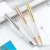 Ballpoint Pens Wholesale 3Pcs Diamond Crystal Pen Ring Wedding Office 0.7Mm Personality Custom Logo Stationery For Metal Gift1 Drop Ot3Dj
