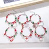 Charm Bracelets Handmade Christmas Braid Bracelet For Women Men Fashion Lucky Santa Claus Snowflakes Bells Pendant Rope Chain Party Jewelry