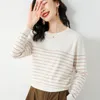 Pulls pour femmes Haute Qualité Mode Stripe Printemps Automne Femmes Tricoté Vêtements Pull Cachemire Laine O Cou Lâche Pull Grace Kintswear 230923