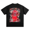 Chicago Bulls Jordan imprimé T-shirt à manches courtes Vintage ample épaule goutte coton Basketball5ns8