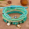S3816 bohème mode multicouche brins mauvais œil perlé Bracelet perles à la main armure élastique Bracelets ensemble