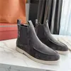 Winter Luxe Merk Loross Dames Heren Meloen LP Enkellaarsjes Lug Sole Kalf SUÈDE Jurk Bruiloft Martin Booties Gentleman Motorcycle Bottes EU36-46 Met doos