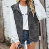 Gilets pour femmes veste sans manches gilet manteau pour femme mode moyen Long Denim manteaux automne boutonné vestes poche