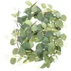 Couronnes de fleurs décoratives, 2 pièces, anneaux, feuilles d'eucalyptus artificielles, support de pilier pour mariage, porte de maison, table de printemps