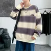 Männer Hoodies Männer Oversize Gestreiften Hoodie Sweatshirts Herbst Oansatz Alle-spiel Pullover Koreanischen Stil Hip-Hop Streetwear Frauen tops