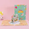 Cartes de voeux 3D Pop UP Joyeux anniversaire Cartes d'invitation de voeux Découpées au laser Garçon Fille Enfants Carte-cadeau Cartes de remerciement Véhicule Miniatures Carte postale 230923