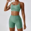 Active Set Women Compression Soft Lightweight Seamless Scrunch Fitness Shorts och BH Set Fall Running Bike Praining Yoga
