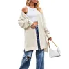 Women's Knits 2023 Autumn And Winter Women Solid Color Loose Long-Sleeved Front Slit Sweater For With Pockets Casual Jacket