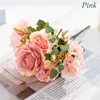 Fiori decorativi Confezione regalo Puntelli da tiro Sposa Piante artificiali finte Bouquet di peonie di seta in stile europeo Accessori da sposa Fai da te