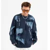 Erkek Sweaters Erkek Sokak Giyim Yırtık Kazak Patchwork Örgü Kazak Hip Hop Retro Külot Pamuk Harajuku Sweater Yumuşak Y2K Siyah Mavi 230922