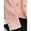 Women's Jackets MEXZT Plaid Tweed Cropped Jackets Women Sweet Pink Short Coats Vintage Korean Elegant Luxury Single Breasted Outerwear Autumn 230922