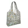 Сумки для покупок Piet Mondrian Composition No. II Продуктовая сумка с абстрактным искусством Холщовая сумка-шоппер на плечо Сумка большой вместимости