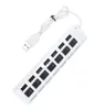 Cell Phone Cables 7 Ports LED USB 2.0 Adapter Hub Splitter With Power Adapter Power onoff USB Splitter HUB For PC 230923