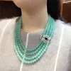 Kedjor säljer naturlig dongling Green Jade Stone Pärlor Multi-Layered Micro Inlay Zircon Clasp Halsband Fashion Jewelry