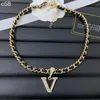 T GG Boutique Lettera d'amore Collana Nera di lusso placcato oro Collane con pendente a catena Argento 925 Regali di alta qualità Collana di cristallo Designer Gioielli con fascino di marca