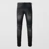 Men's Jeans High Street Fashion Men Retro Black Gray Stretch Skinny Fit Ripped Silver Patched Designer Hip Hop Brand Pants