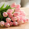 장식용 꽃 PU 미니 튤립 모방 도매 실크 웨딩 홈 장식 인공 꽃