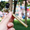 Colorful Wood Grain Thick Glass Pipes Dry Herb Tobacco Spoon Metal Screen Bowl Filter Oil Rigs Handpipes Handmade Portable Bong Smoking Cigarette Holder Tube