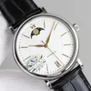 40MM case 11MM Thin Moon moonphase working Leather Strap automatic cal 35800 movement men watch wristwatch business simple shirt w215b