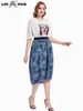 Rokken LIH HUA dames plus size denim rok chique elegante rok voor mollige vrouwen lente geweven katoenen rok 230923