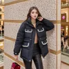 Women's Down Parkas 2023 Winter Cotton Jacket Women Stand Collar Parka Padded Female Solid Thick Warm Zipper Loose Coat Black White 230922