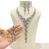 Halsbandörhängen Set Godki Luxury 4st Dubai Jewelry For Women Wedding Cubic Zircon Jewellery Saudi Party Engagement Accessory