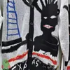 Pulls pour hommes hiver Wacko pull de haute qualité noir blanc pleine impression graffiti vcou poche tricoté cardigan hommes femmes vêtements 230922