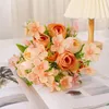 Decorative Flowers Beautiful Artificial Flower Rose Hydrangea Silk Fake Bouquet Home Wedding Christmas Party DIY Decoration