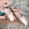 Luxury Paris Ballet Fashion Designer Professional Dance Shoes 2023 Satin Ballerinas MM Platform Bowknot Grunt Mouth Single Shoe Flat Sandals 35-40