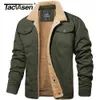 Men's Down Parkas TACVASEN Turn-down Collar Winter Cotton Jackets Mens Sherpa Fleece Trucker Parka Green Tactical Cargo Coats Clothes Overcoats 230922