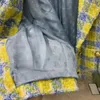Damen Wollmischungen 2023 HerbstWinter Vintage Hellgelb Blau Kontrast Plaid V-Ausschnitt Woolen Langarm Damenmantel 230922