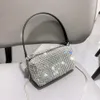 Kvällspåsar Handtagare Rhinestones Evening Bag Silver Crystal Bling Top Handle Påsar för kvinnors plånböcker och handväskor Luxur Designer Kvinnväska 230923