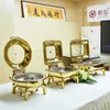 Set Di Stoviglie Scaldavivande In Oro Piano In Vetro Scaldino Reale Piatto Da Buffet Commerciale Di Lusso Per El