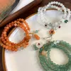 Strand Minar Handmade Green White Orange Red Color Agate Jade Natural Stone Flower Gourd Multi Layered Bracelets For Women Gifts