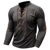 Męskie koszulki T-T-shirty Slim Fit Button V-Neck Długie rękawie Tshirt Solidne swobodne topy Henley-Shirt Retro Podstawowa koszulka