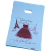 Gift Wrap Design Wholesale 100pcs/lot 20 30cm Medium Blue Fashion Loutique Clothing Package Bag With Skirt Eiffel Tower Packaging