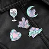 European Diamond Flower Model Brosches Heart Moon Goblet Alloy Collar Pins Unisex Kläder Ryggsäck Anti Ljusspänne Badge Jewelry284R