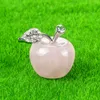 Carving 25mm Apple Statue Christmas Eve Ornament Crystal Black Rose Quartz Charms Room SILENT NIGHT Decorations