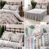 Bedding Sets Korean Princess Lace Ruffles Floral Skirt-Style Set Pure Cotton Pastoral Ropa De Cama Couvre Lit Duvet Er Set1 Drop Del Otgyn