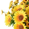 Fleurs décoratives Bouquet de tournesol en soie artificielle avec tige Faux tournesols Arrangement de marguerite pour mariage maison jardin décor de Noël