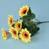 Julekorationer 7 Heads Artificial Sunflower Bouquet Silk Fake Flower Diy Wedding Bouquets Centerpieces Arrangements Party Home Decor 230923