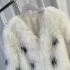 Kurtka damska luksusowa odzież wierzchnia ciepłe rozmyte szopa do włosów krótka zima moda czarno -biała fala damskie kardigan ubrania