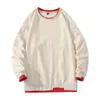 Herrtröjor 2023 Casual Patchwork Hoodless Off Axel Sleeve Long Pocket Sweatshirt Blus Active Fleece Mens Sweatshirts