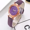 Casual Star Starry Sky Watch Sanded Leather Strap Silver Diamond Dial Quartz Womens Watches Gentle Temperament Ladies Wristwatches278E