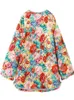 Damskie Parkas mesttraf Women 2023 Fashion Y2K Flower Print Wyściełana pikowana płaszcz kurtki Vintage z przodu z przednim zbiorem żeńska odzież wierzchnia 230922