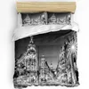 Beddengoedsets 3-delige set Chicago Nightscape Home Textiel Dekbedovertrek Kussensloop Jongen Kind Tienermeisjeshoezen